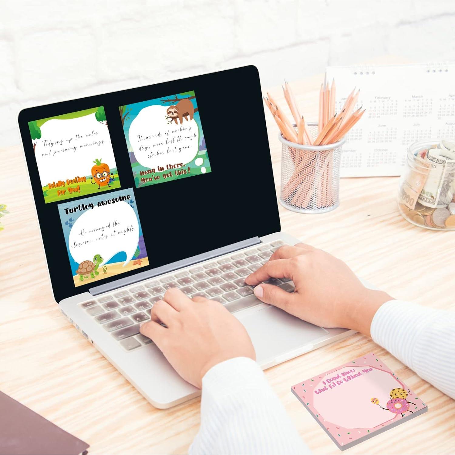 12 Notas Adhesivas Motivacionales Geyee 7.62x7.62 cm Divertidas