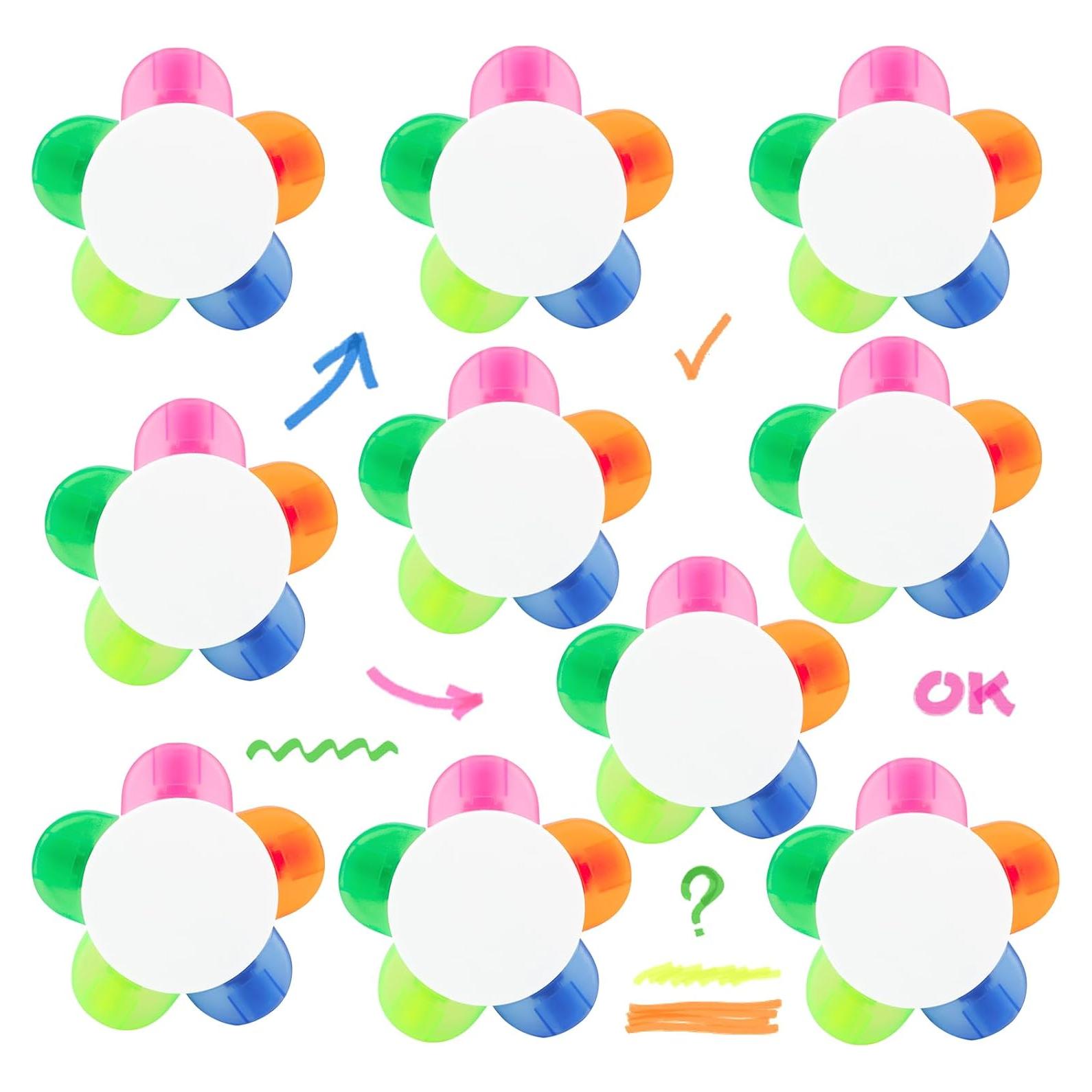 10 Marcadores Fluorescentes en Forma de Flor SAYAYA Multicolor