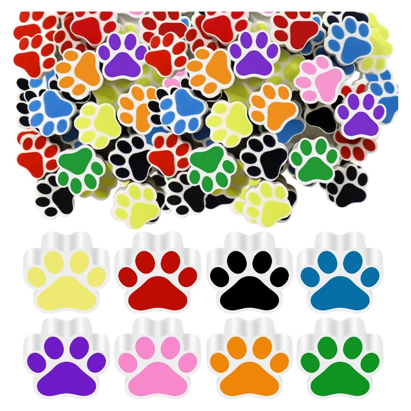 48 Borradores Huella de Perro Weecent 2x2cm 8 Colores