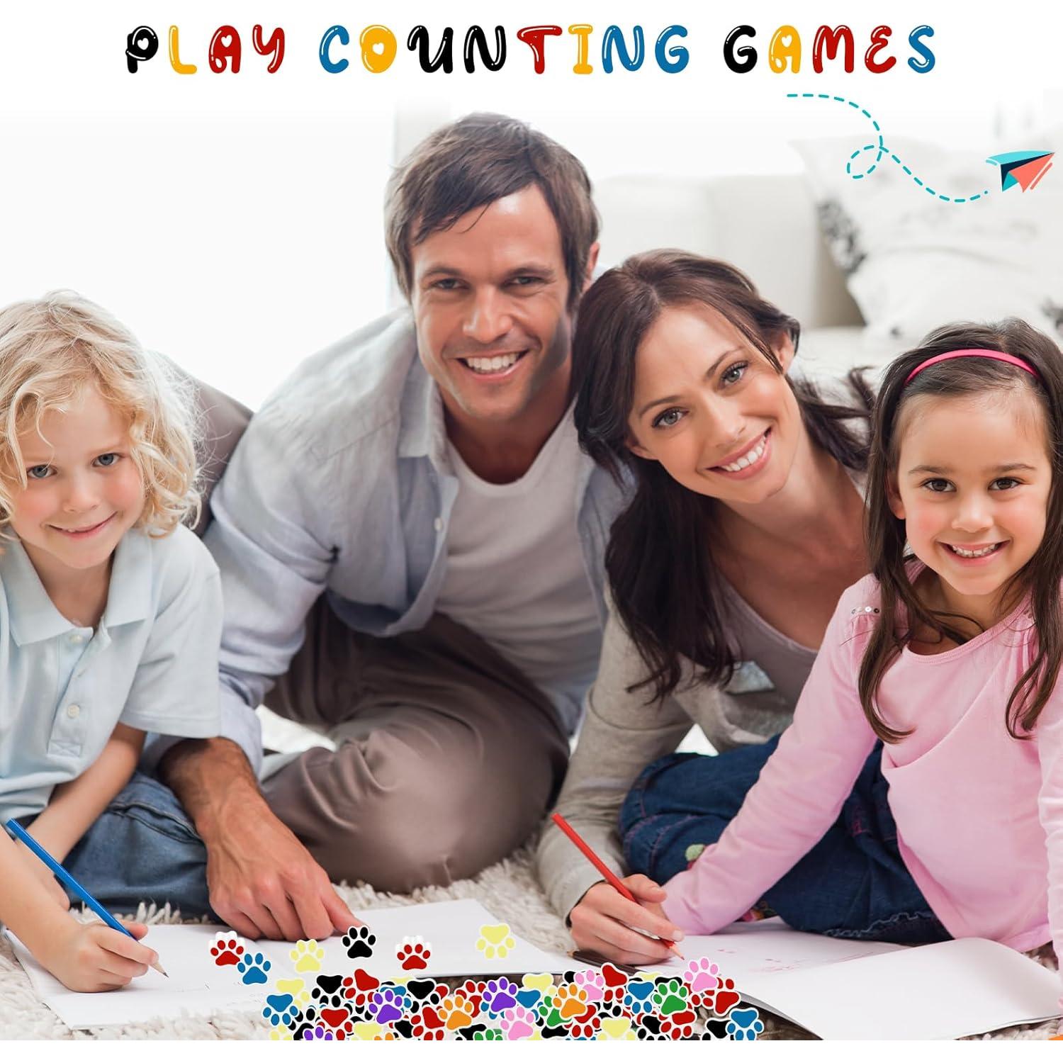 48 Borradores Huella de Perro Weecent 2x2cm 8 Colores