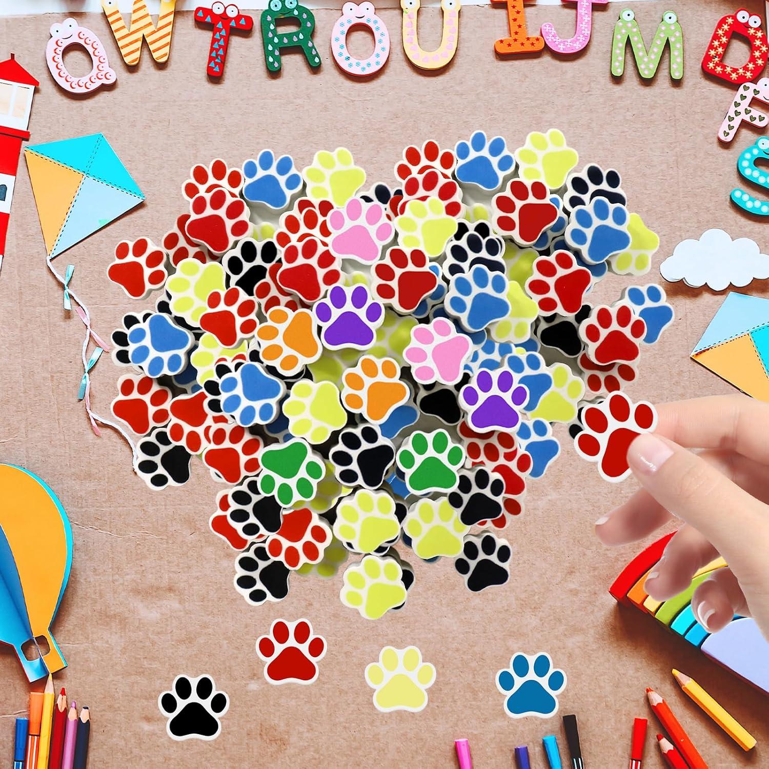 48 Borradores Huella de Perro Weecent 2x2cm 8 Colores