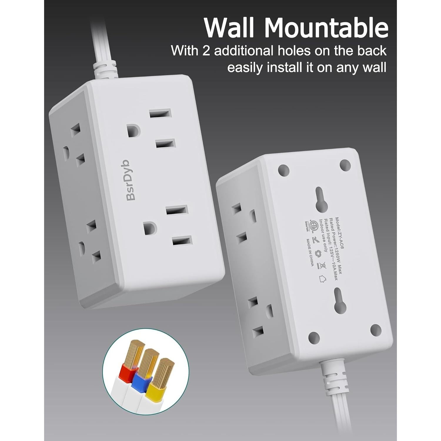 Regleta de Enchufes BsrDyb 1.52m 6 Tomas Ultra Plano