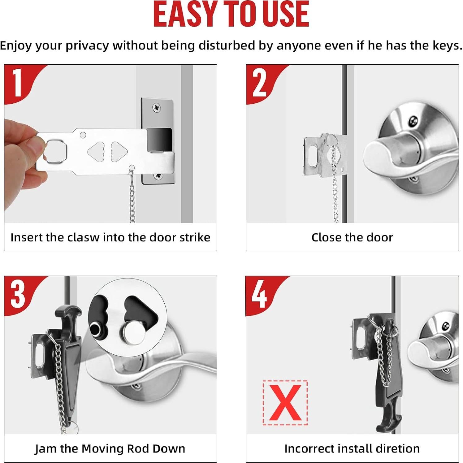 Alarma de Cerradura de Puerta Portátil TOWODE con Cuña de Seguridad