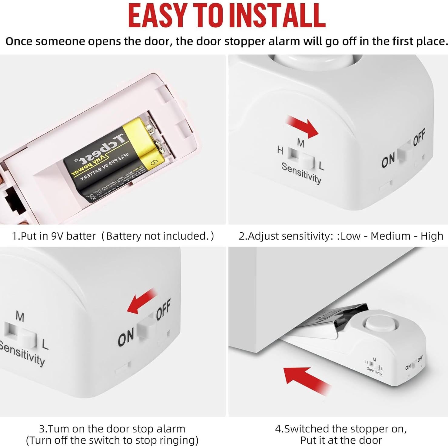 Alarma de Cerradura de Puerta Portátil TOWODE con Cuña de Seguridad
