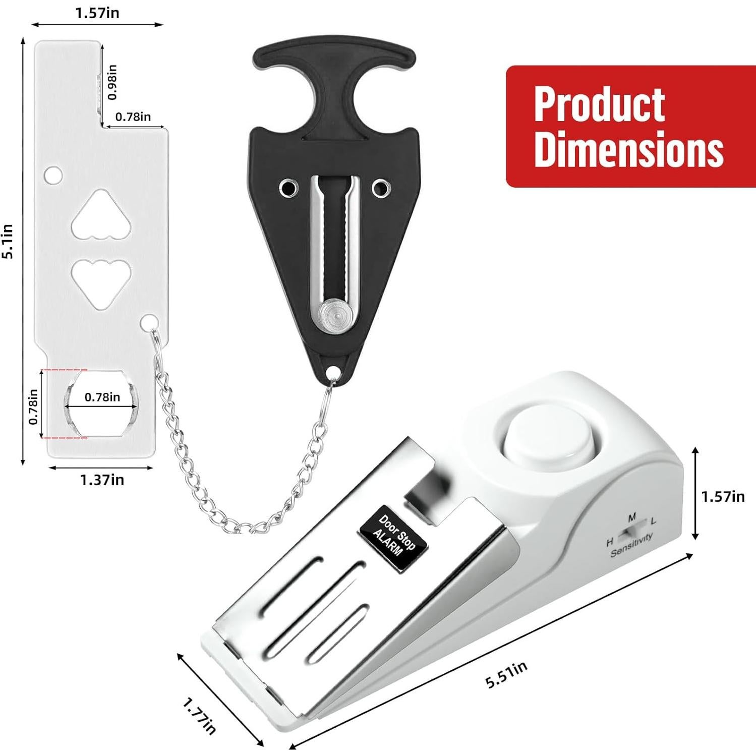 Alarma de Cerradura de Puerta Portátil TOWODE con Cuña de Seguridad
