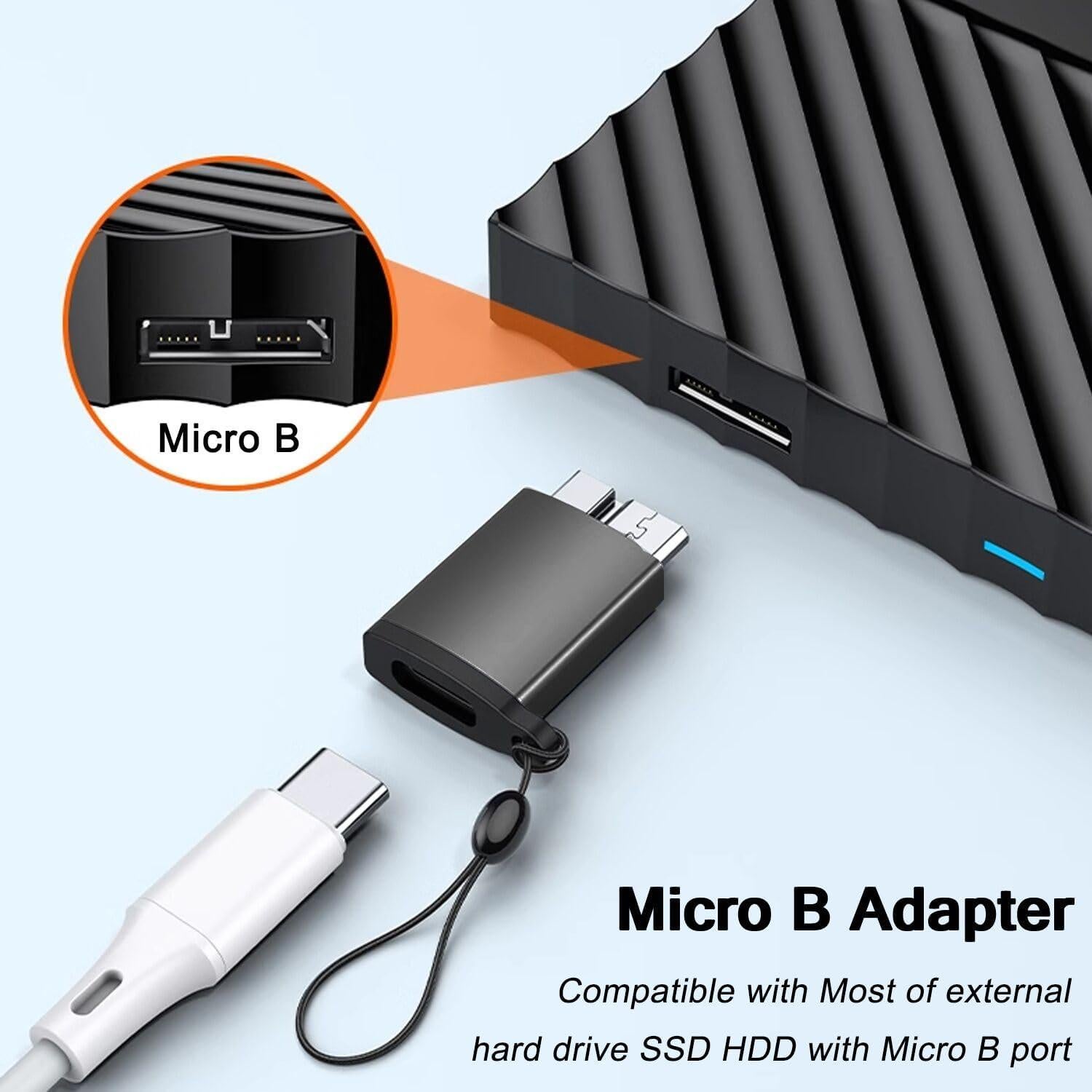 Adaptador USB C a Micro B Ukiism 5 Gbps Compatible HDD