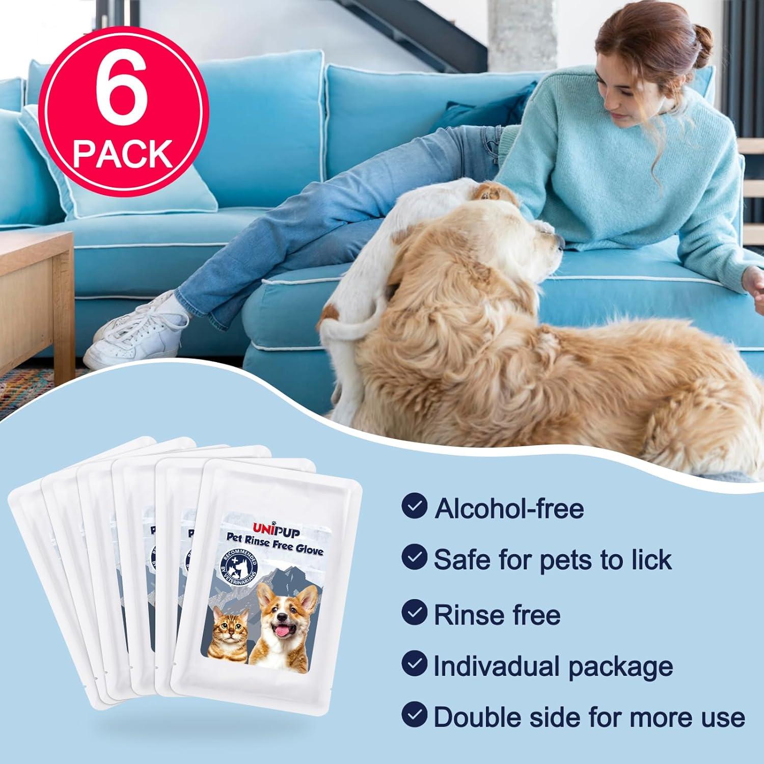 Guantes de Limpieza para Perros UNIPUP - 6 Unidades con Aroma a Coco