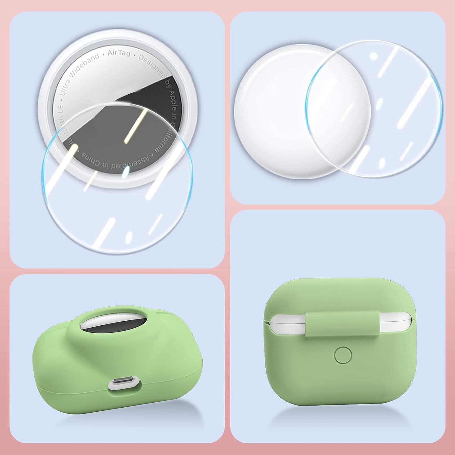 Funda Protectora 2 en 1 Enspito para AirPods Pro y AirTag Verde