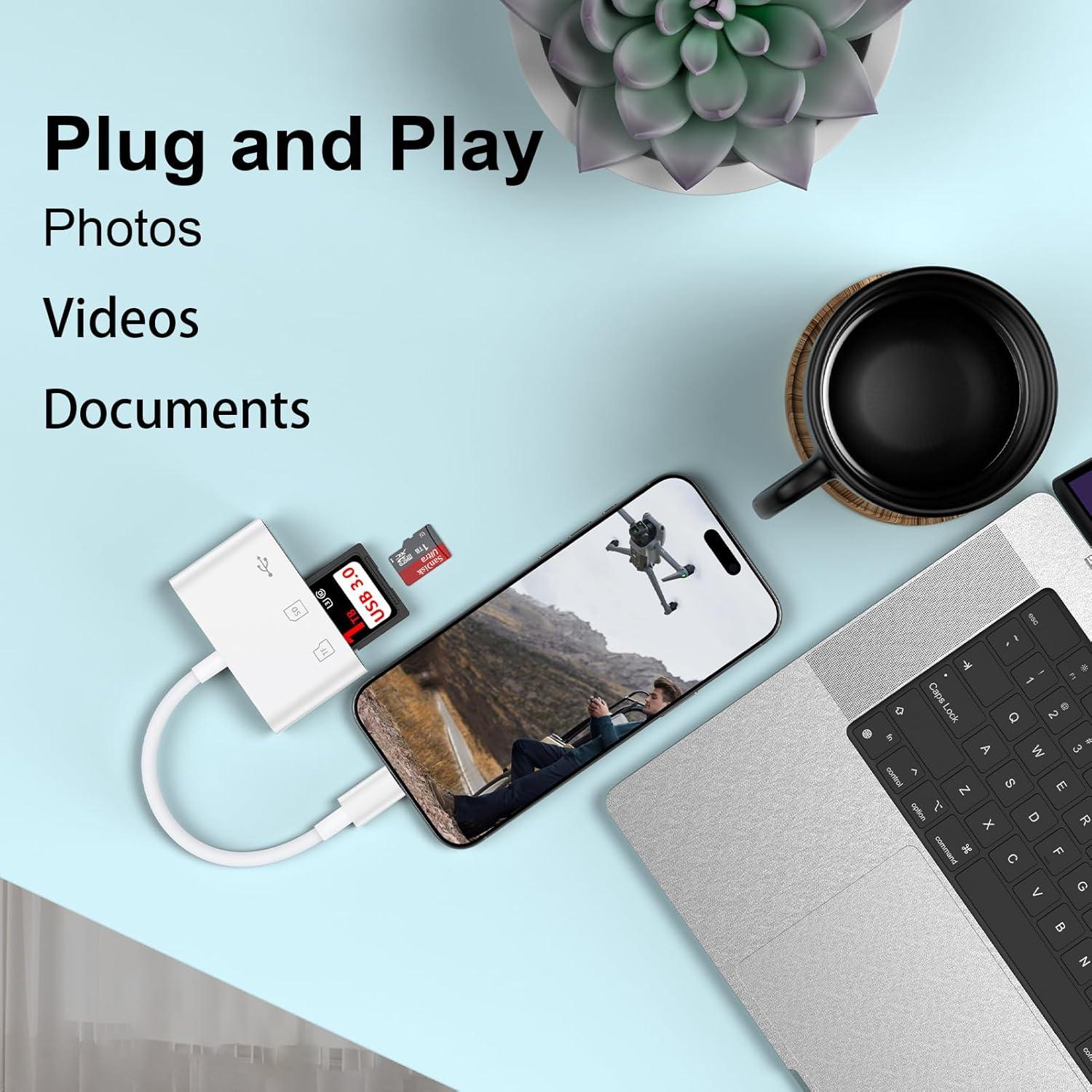 Lector de Tarjeta SD USB C NonoUV 3 en 1 para iPhone y iPad