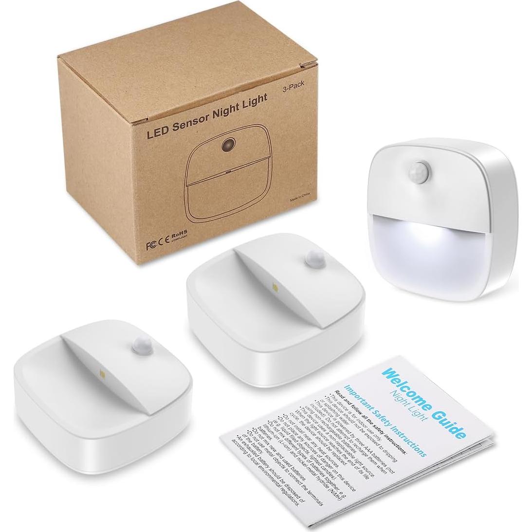 Luz Nocturna LED con Sensor de Movimiento LOFICOPER 3 Piezas