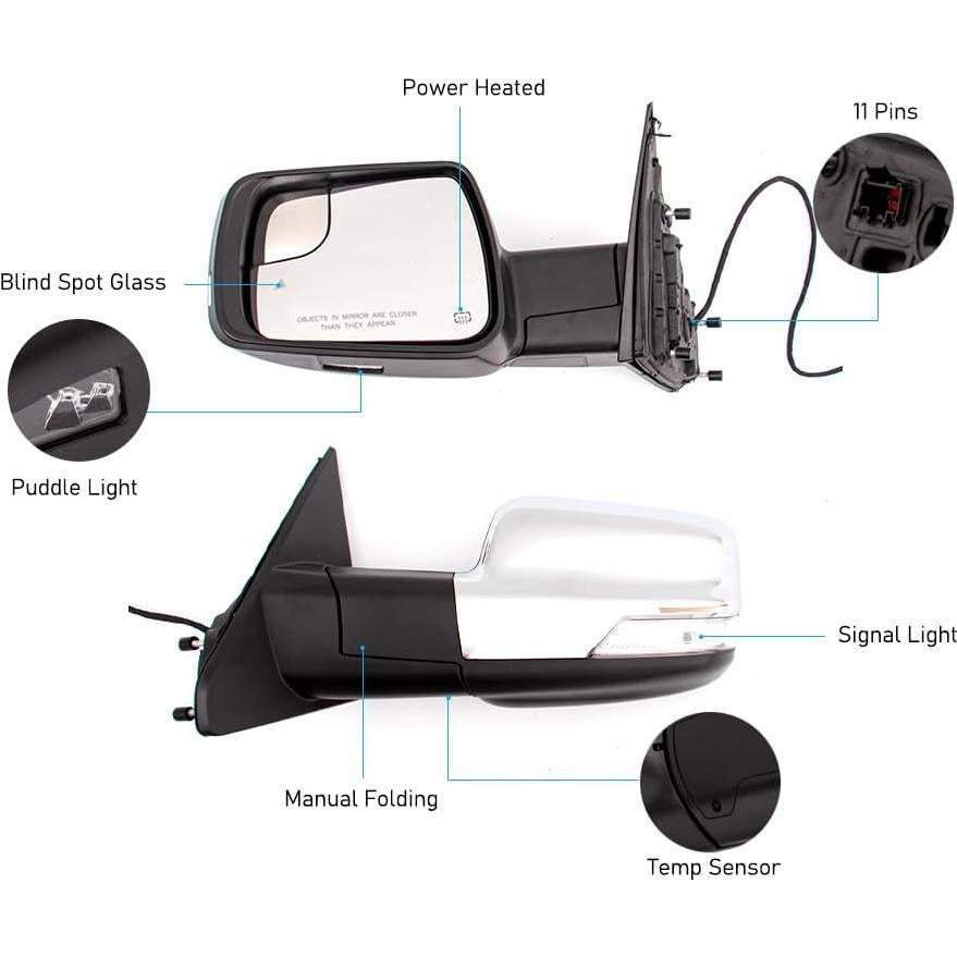 Espejo de Puerta Dodge Ram 2018-2021 HIGHTO Izquierdo Calefaccionado