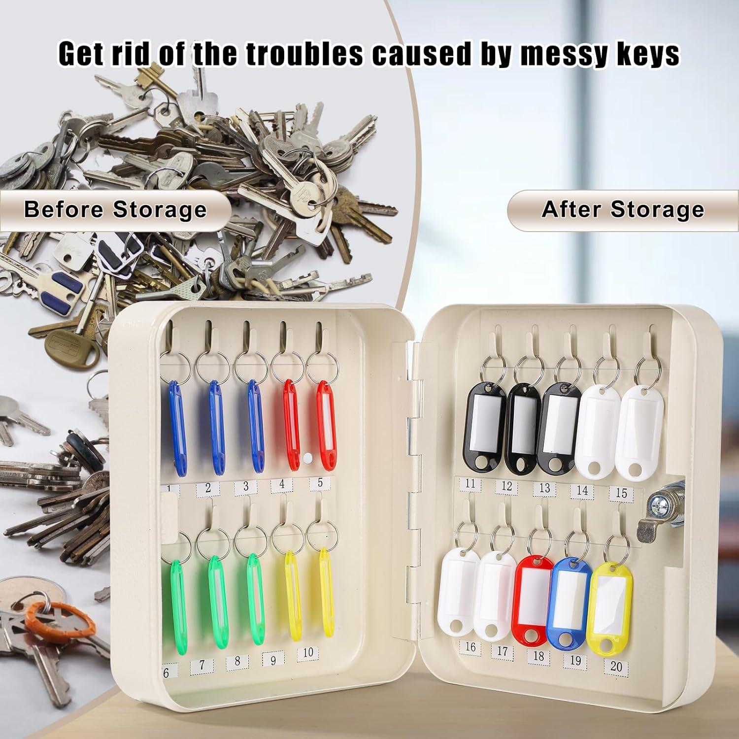 Gabinete de Llaves KYODOLED Beige con Cerradura para 20 Llaves