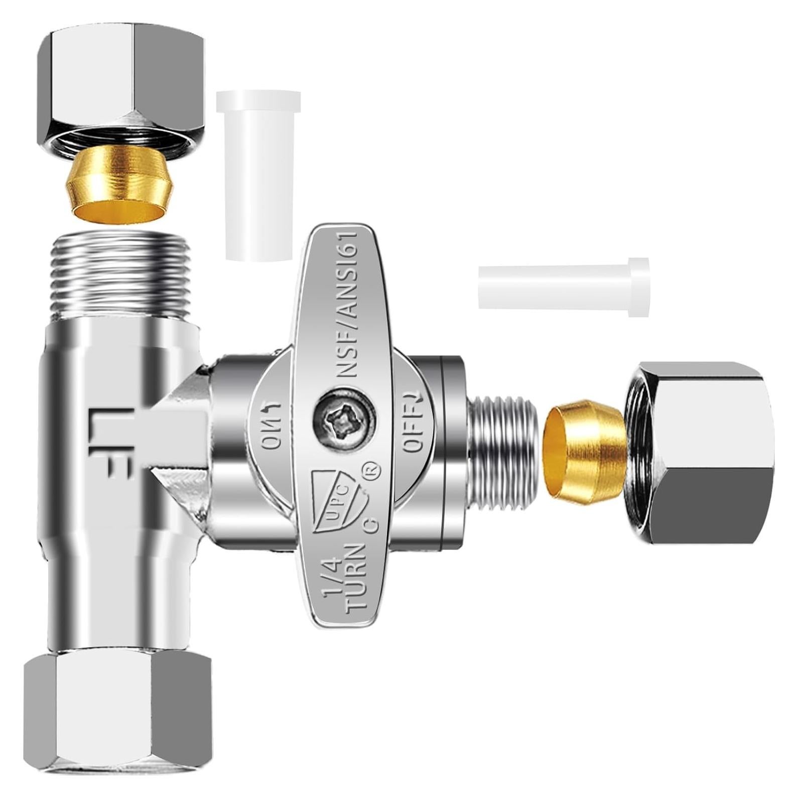 Válvula de Parada en T PURENAT 3/8 Comp x 3/8 Comp x 1/4 Comp