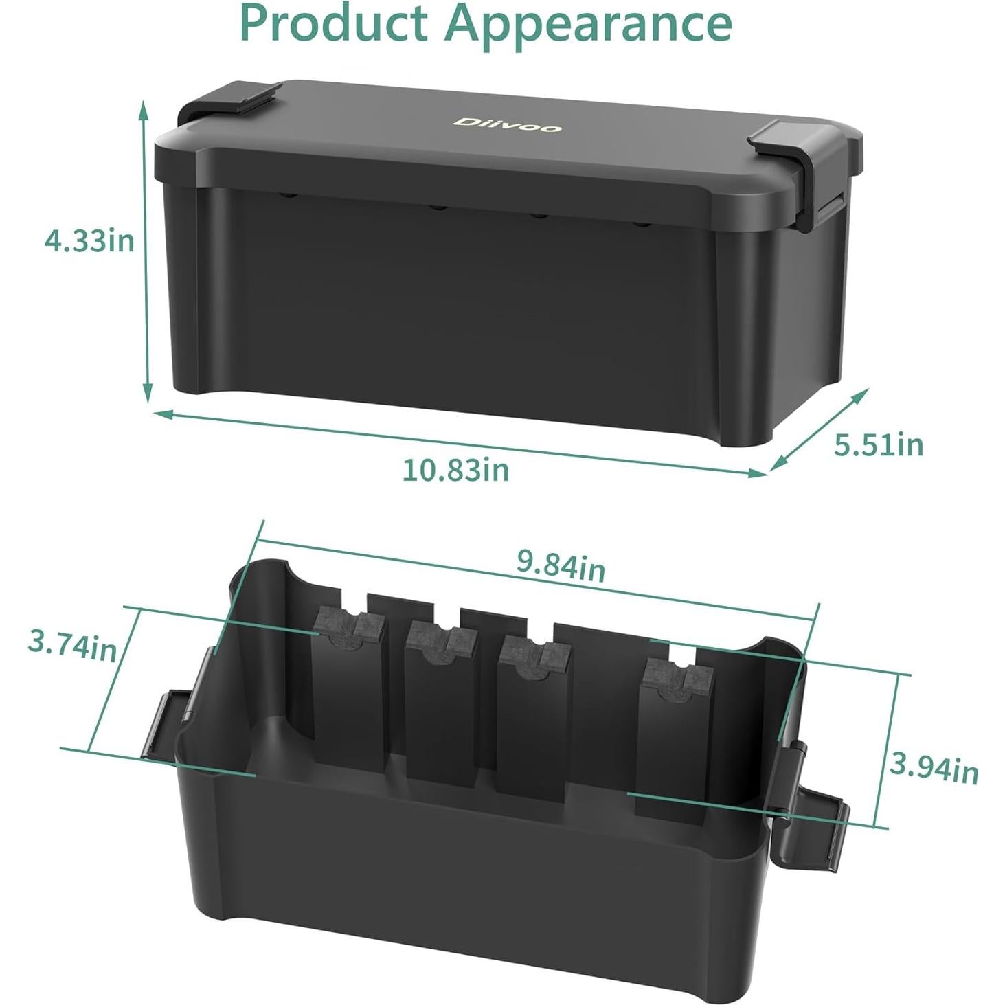 Caja Eléctrica Exterior Impermeable Diivoo Mediana Negra