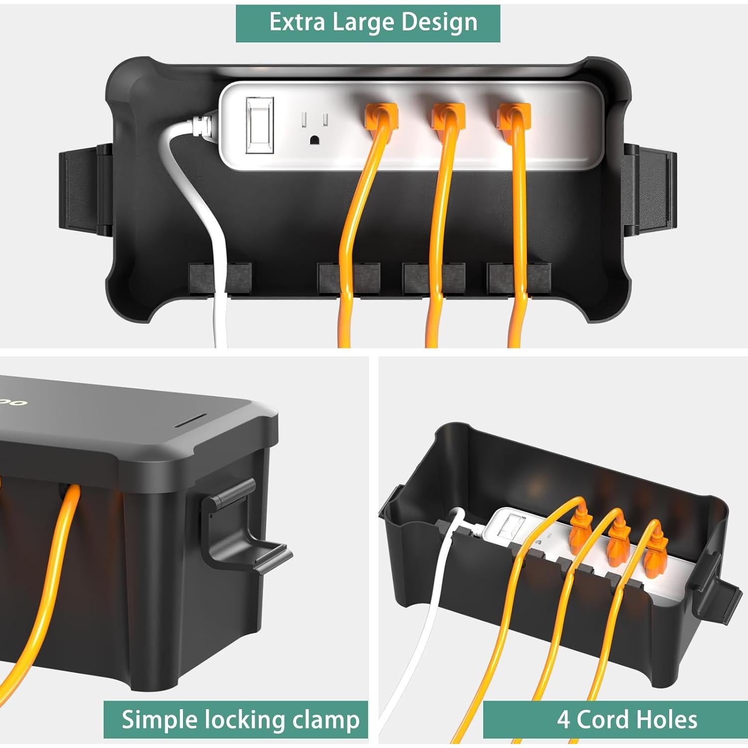 Caja Eléctrica Exterior Impermeable Diivoo Mediana Negra