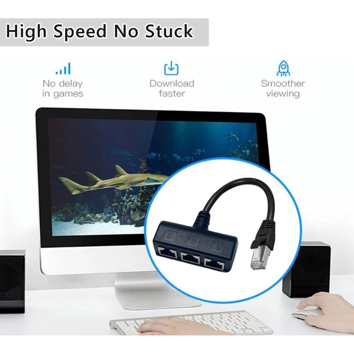 Divisor Ethernet RJ45 1 Macho a 3 Hembras HRIOEKAX Cat5 Cat6