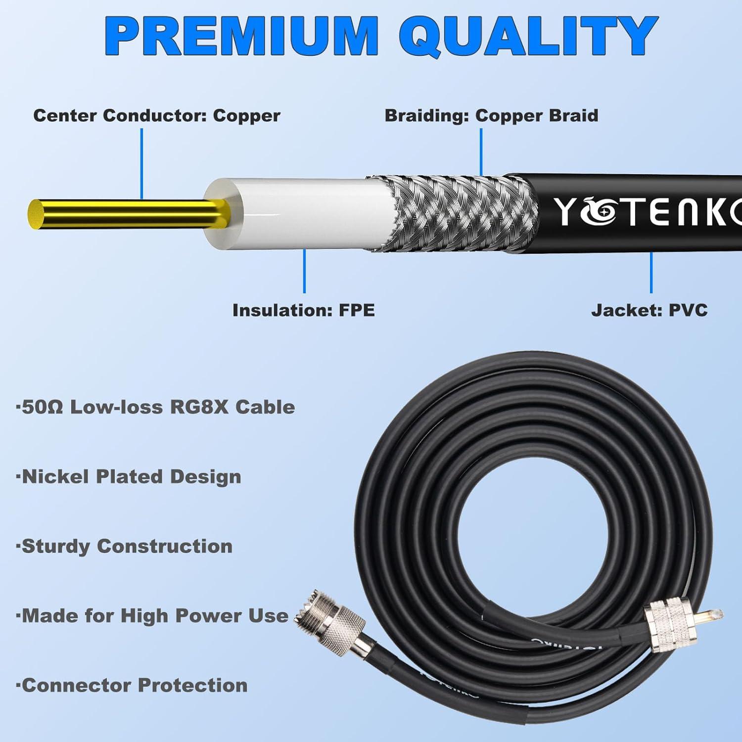 Cable Coaxial RG8X 1ft YovKiss - 3 Cables PL259 a SO239