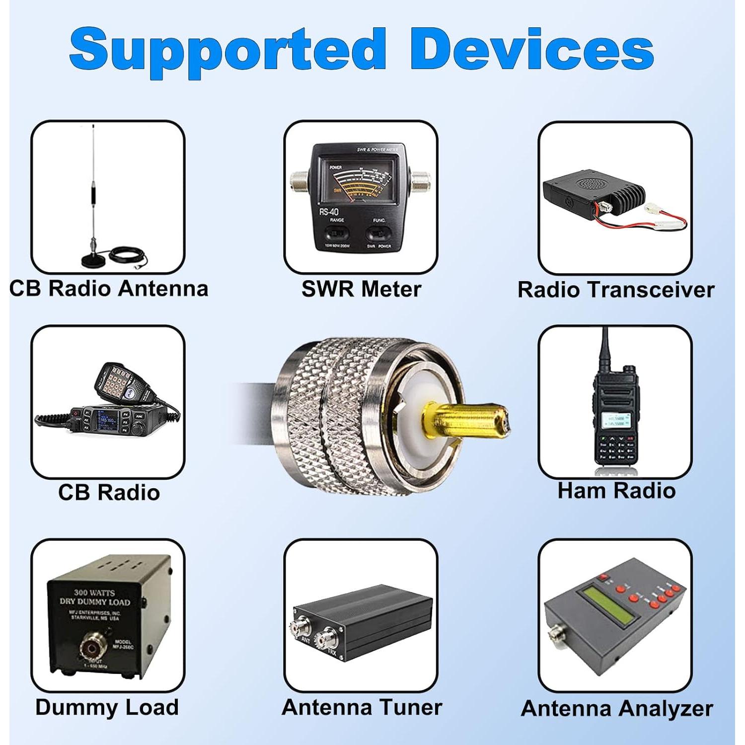 Cable Coaxial RG8X 1ft YovKiss - 3 Cables PL259 a SO239