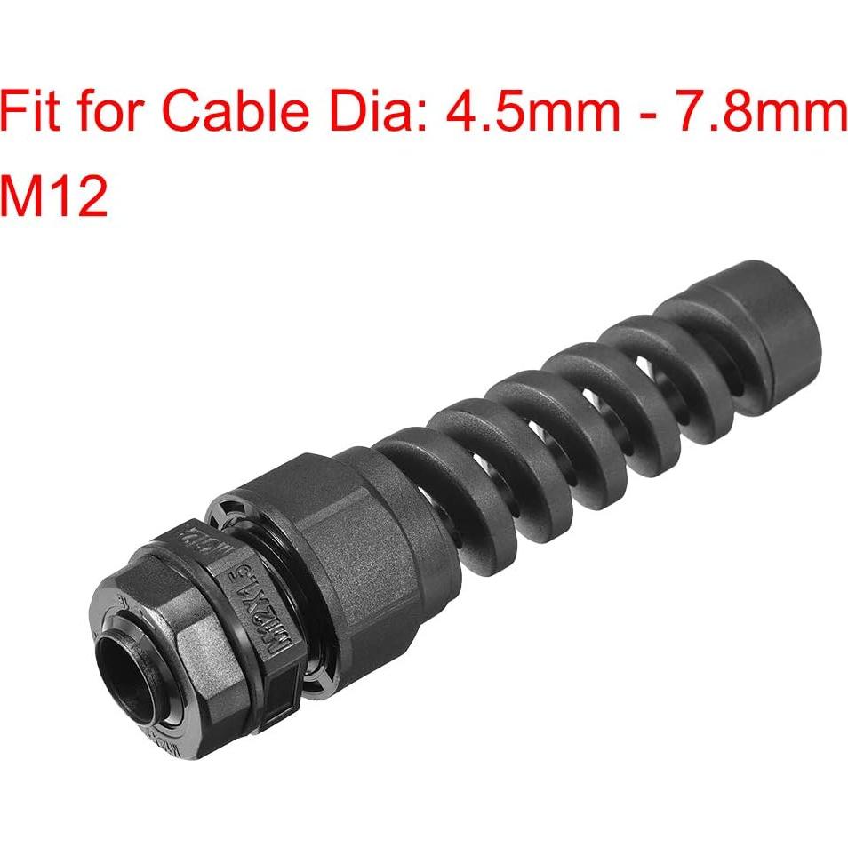 Conector M12 uxcell IP68 Nylon Impermeable para Cable 4.5-7.8mm