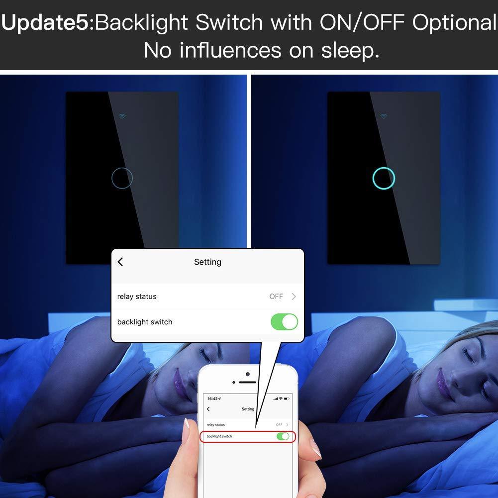 Interruptor de Luz Táctil Inteligente MOES ZigBee 1 Gang Negro