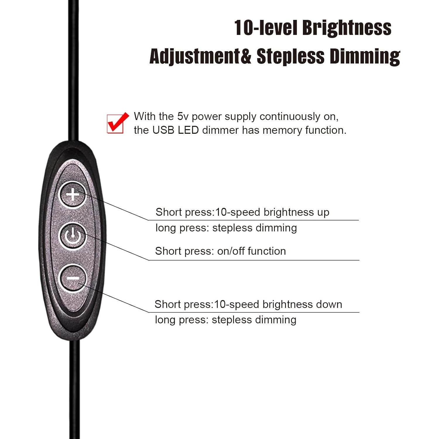 Interruptor Regulador LED USB 5V GXILEE - 10 Velocidades, Paquete de 2