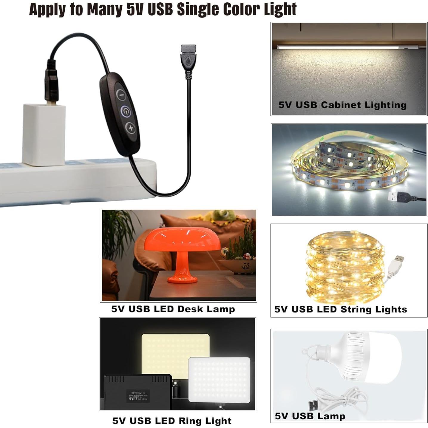 Interruptor Regulador LED USB 5V GXILEE - 10 Velocidades, Paquete de 2