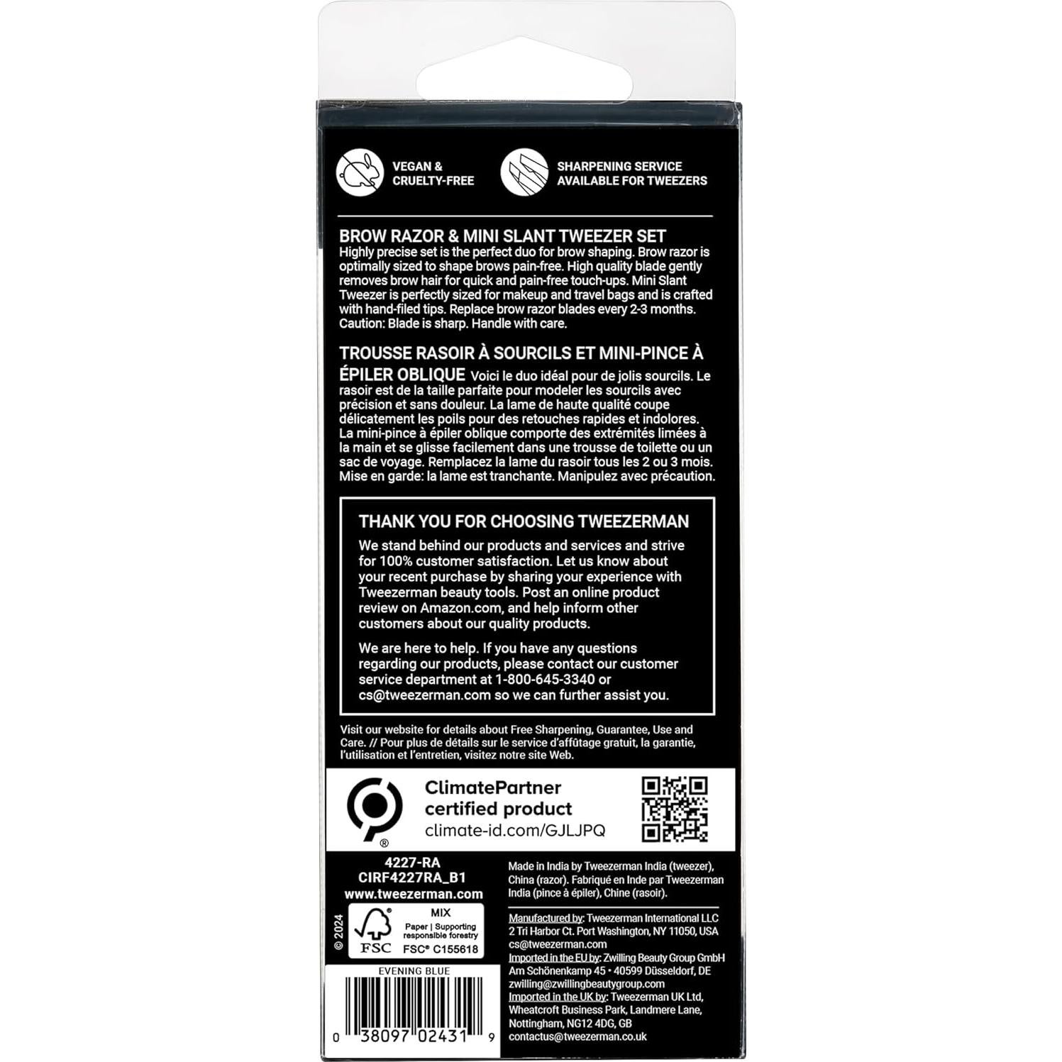 Rasuradora de Cejas Tweezerman + Pinzas Mini Slant Azul