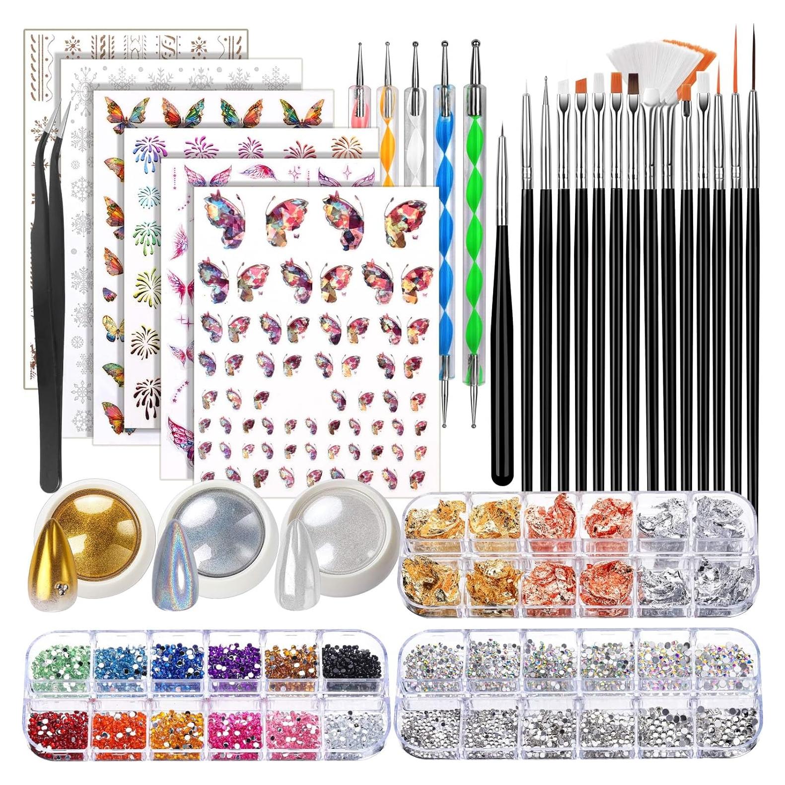 Kit de Arte de Uñas FANDAMEI con Pinceles y Decoraciones