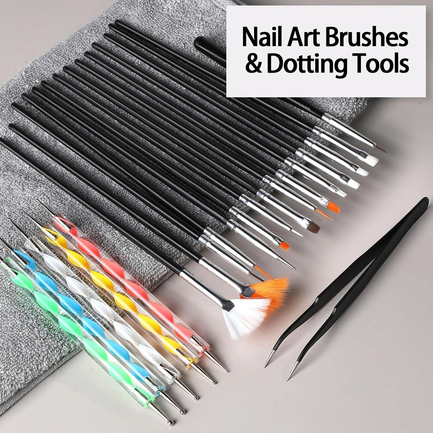 Kit de Arte de Uñas FANDAMEI con Pinceles y Decoraciones