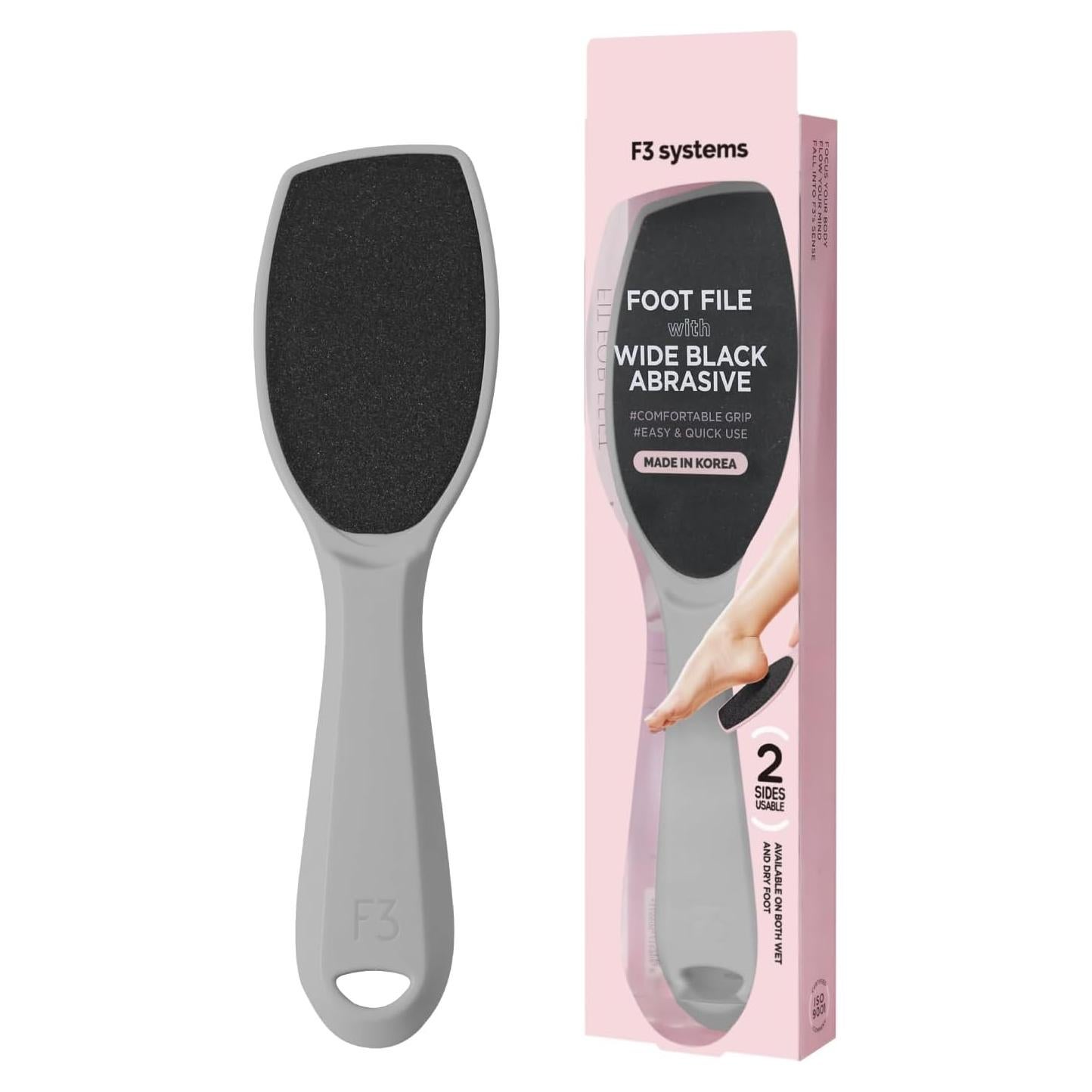 Lima de Esmeril Ancha F3 Systems para Pedicura Profesional Gris