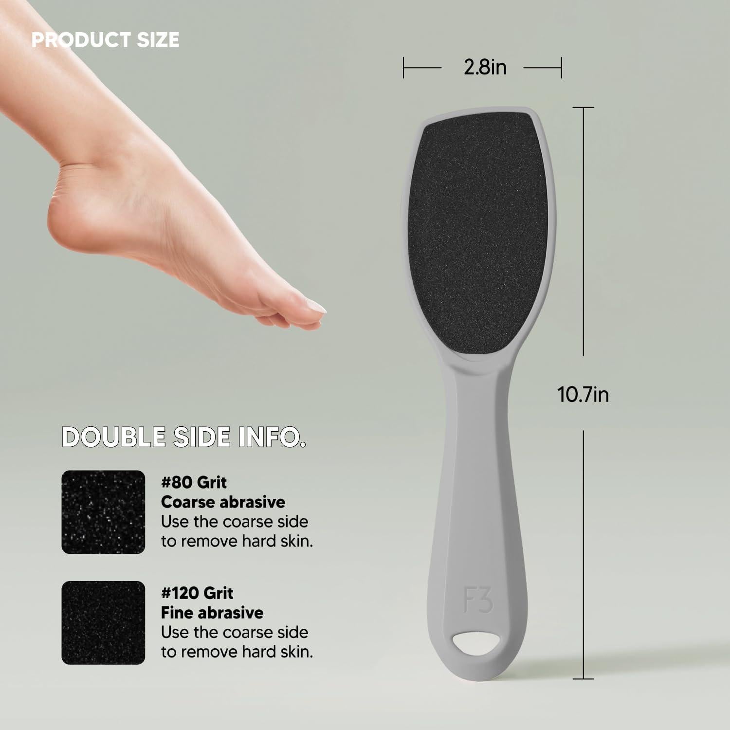 Lima de Esmeril Ancha F3 Systems para Pedicura Profesional Gris