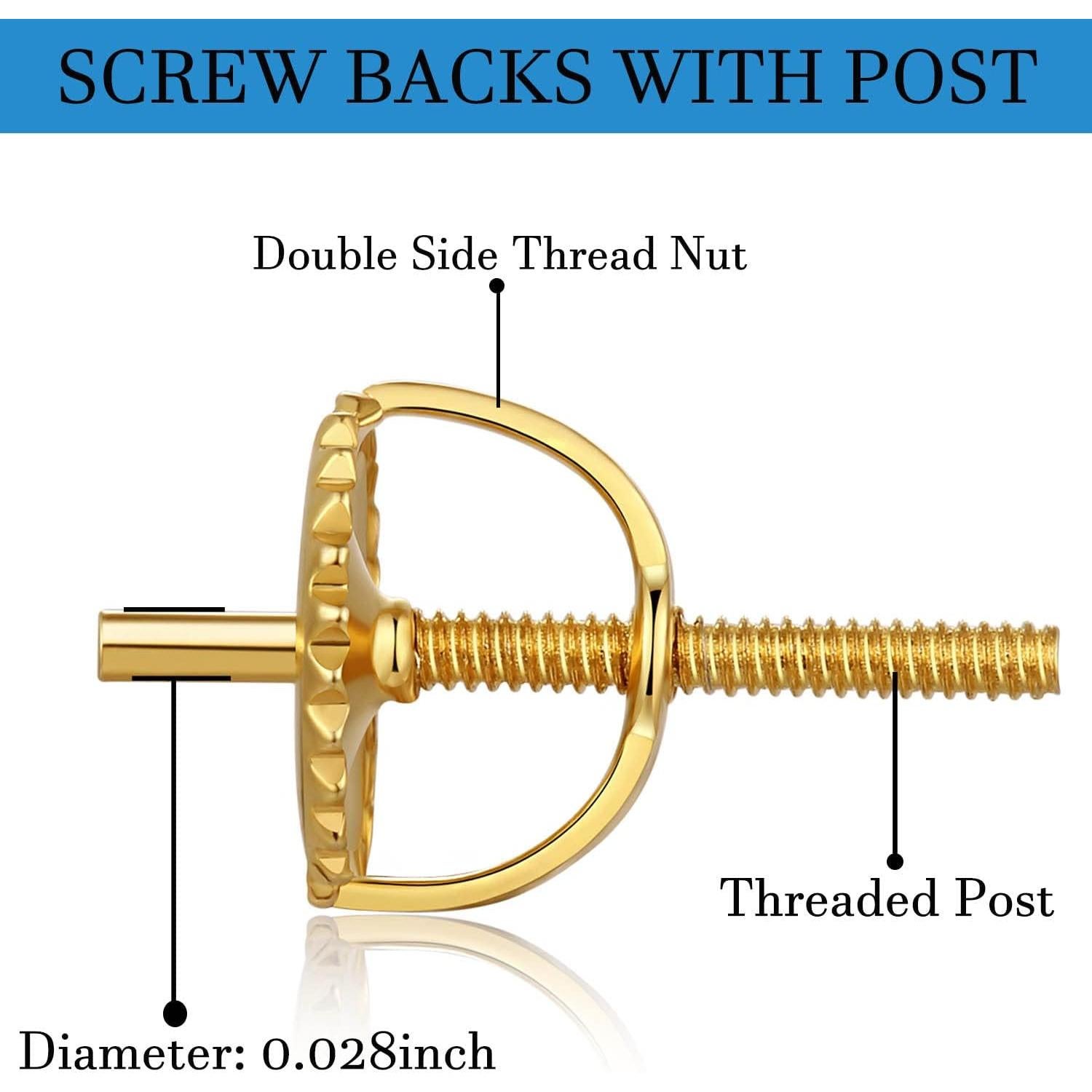 Respaldos de Aretes de Tornillo Catinee 14K Oro 2 Pares Hipoalergénicos