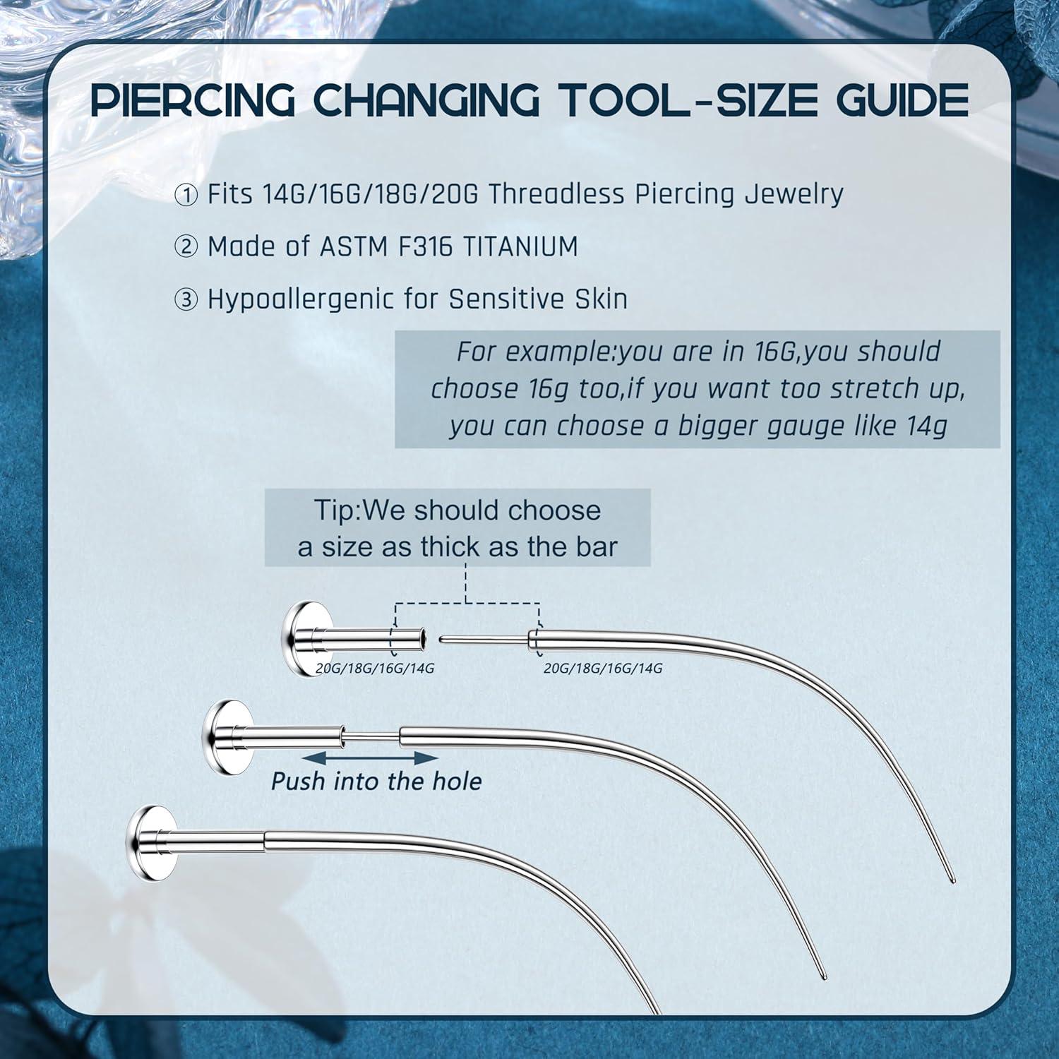 Herramienta de Inserción de Piercing LOLIAS 14G a 20G Titanio