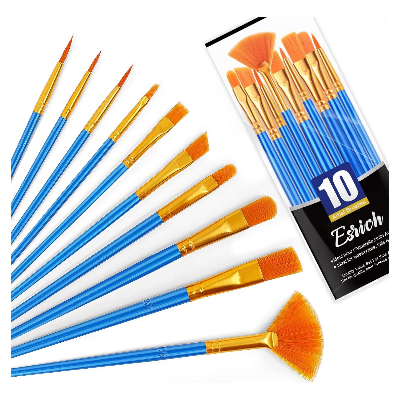 Juego de 10 Pinceles de Pintura Acrílica ESRICH - Multiusos