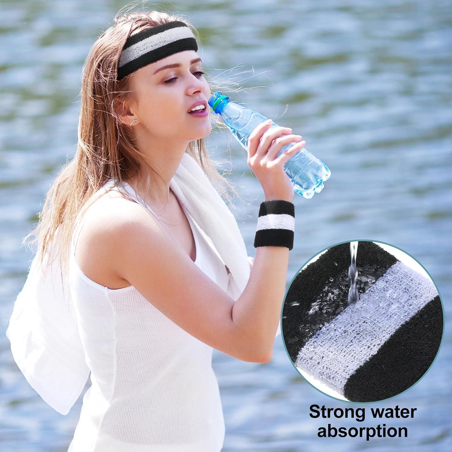 Conjunto de Muñequera y Diadema Eurzom 36 Pcs Neón para Deportes