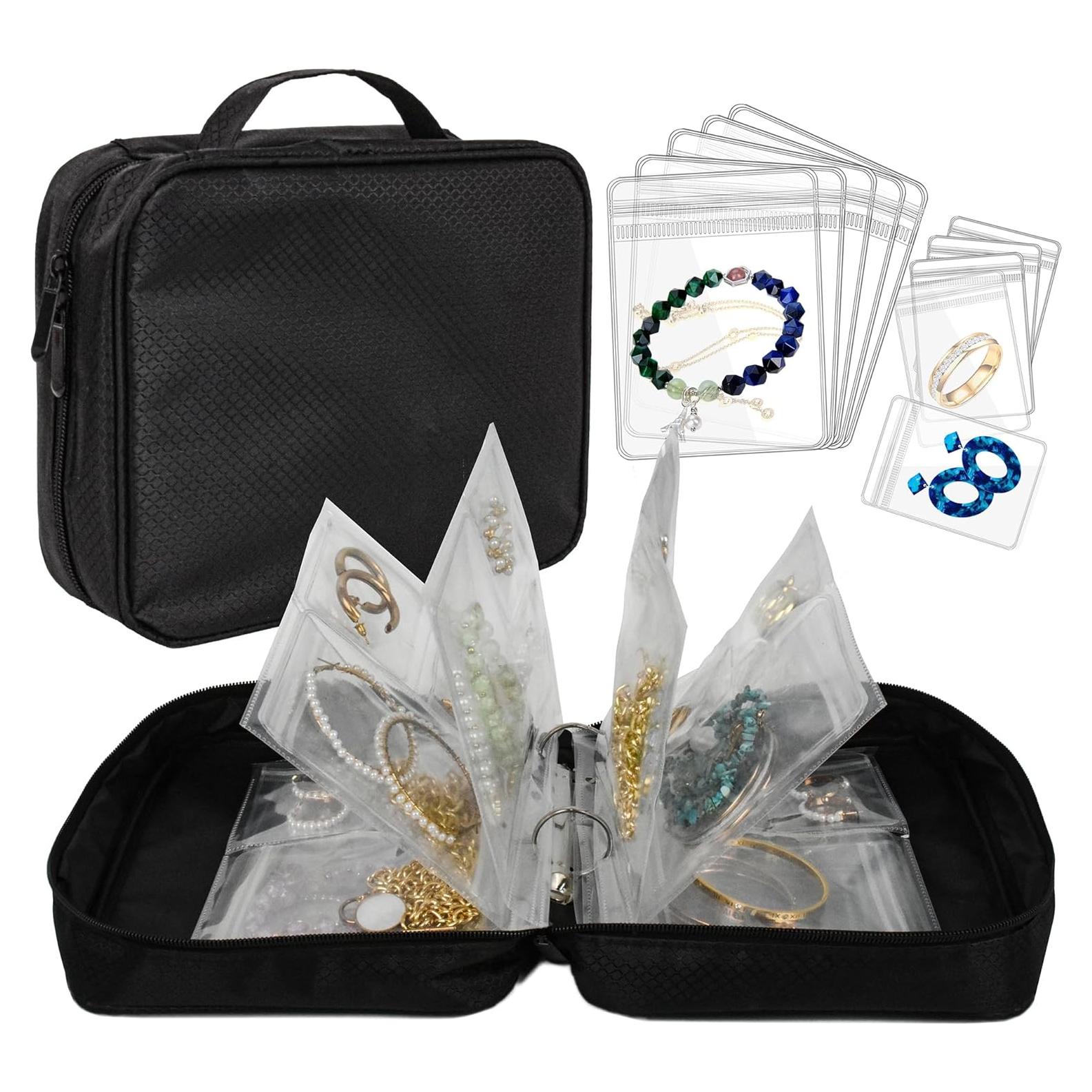 Organizador de Joyería de Viaje LingLingo Negro 72 Compartimentos