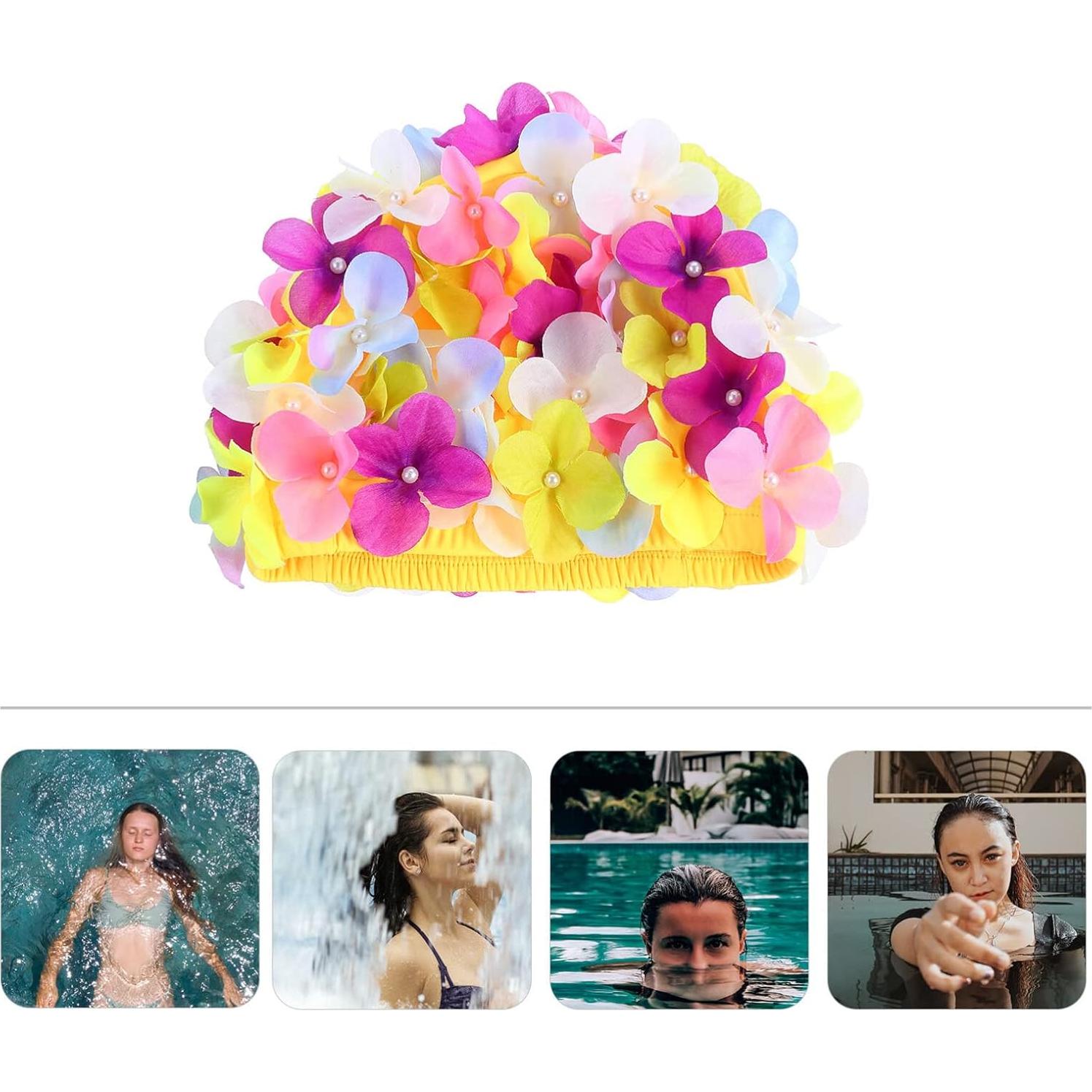 Gorro de natación IMIKEYA floral para mujeres - Nylon 20x18cm