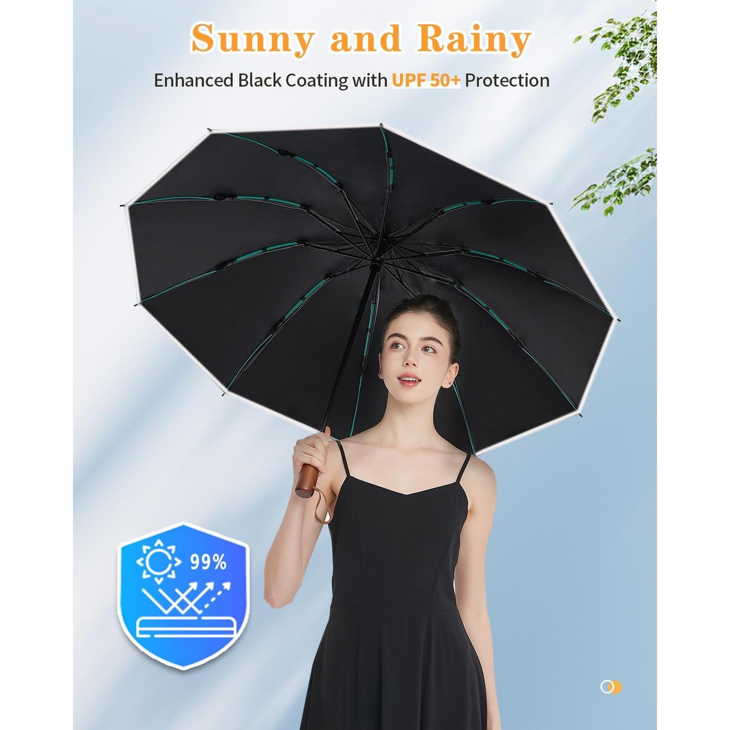 Paraguas Invertido Automático con Mango de Madera 116.8 cm