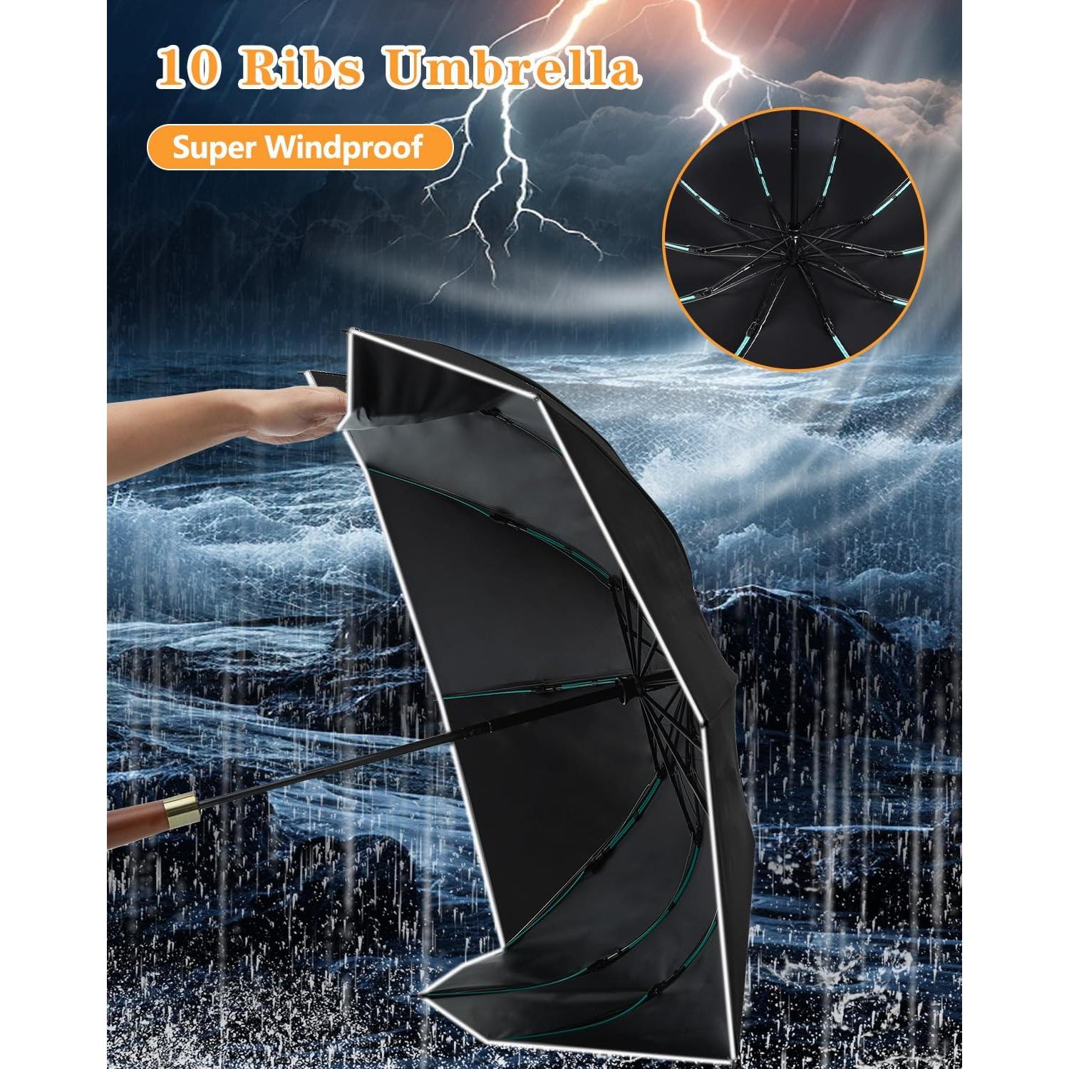 Paraguas Invertido Automático con Mango de Madera 116.8 cm