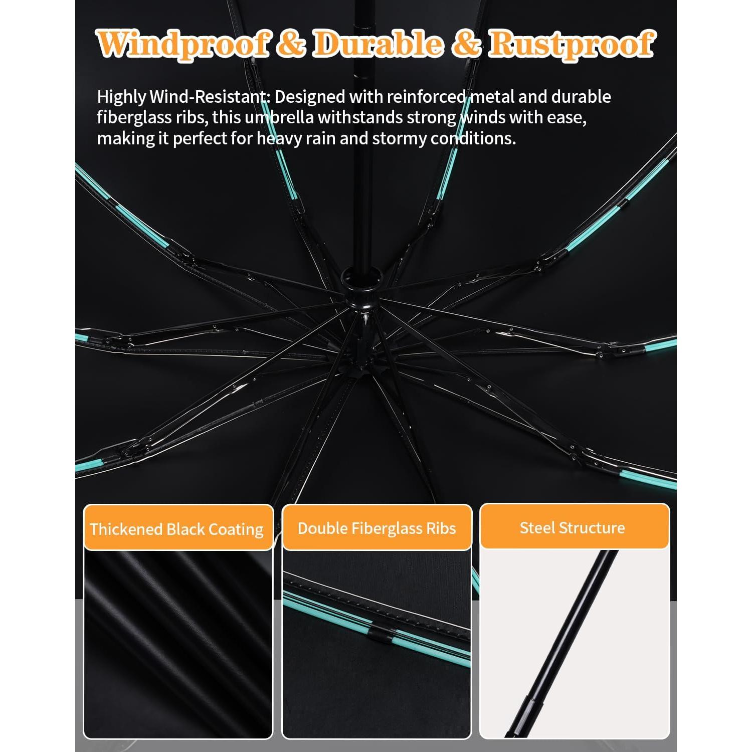 Paraguas Invertido Automático con Mango de Madera 116.8 cm