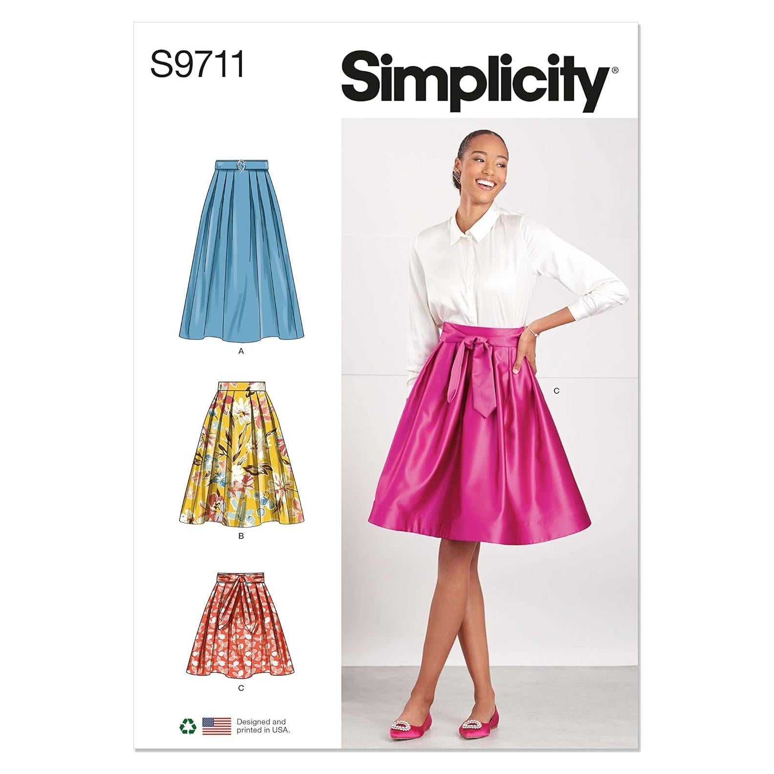 Kit de Patrones de Costura de Faldas Plisadas Simplicity Tallas 4-12