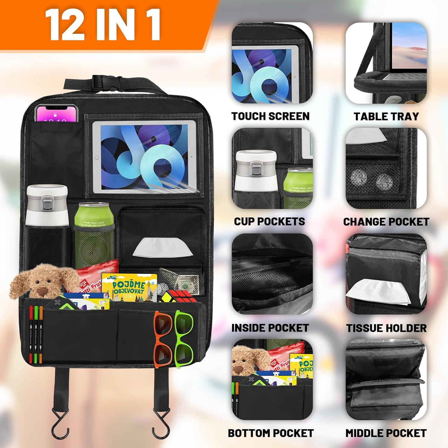 Organizador de Asiento Trasero DUWAI con Bandeja y 12 Bolsillos