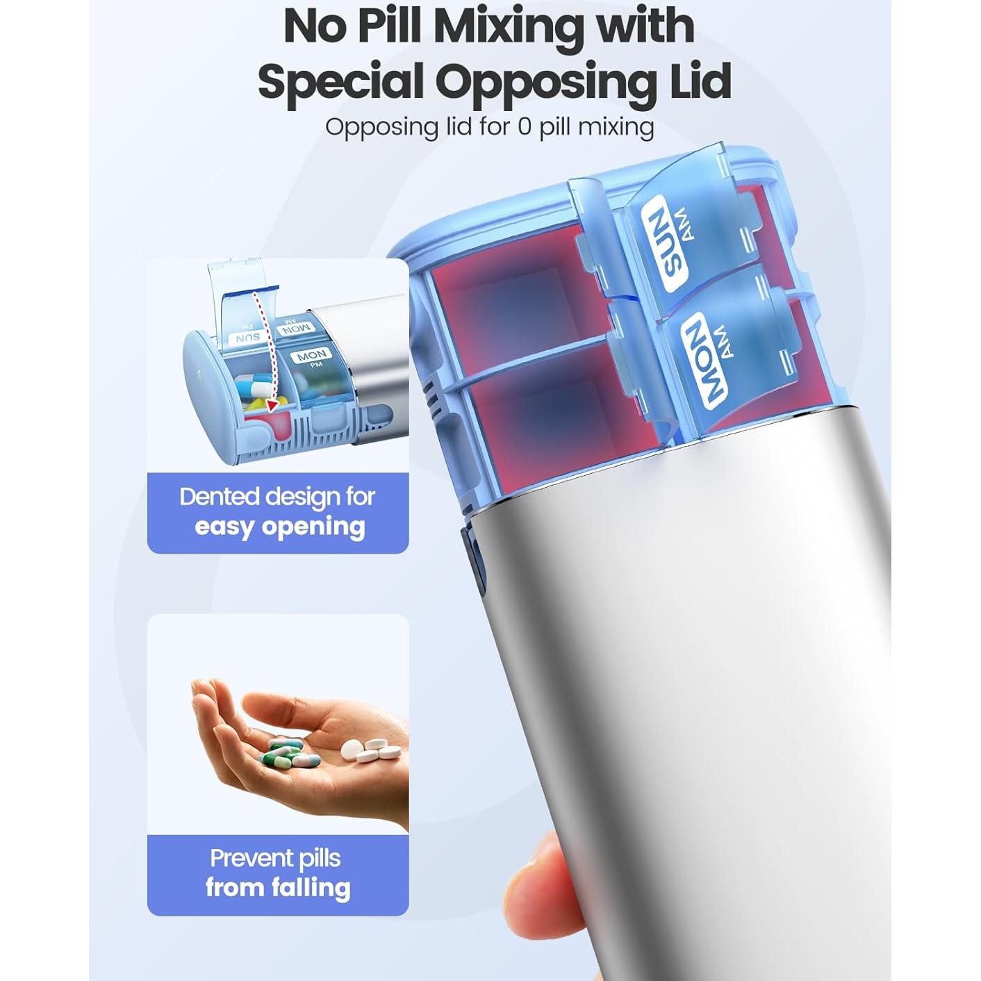 Organizador de Pastillas Semanal Vaydeer Azul 2 Veces al Día