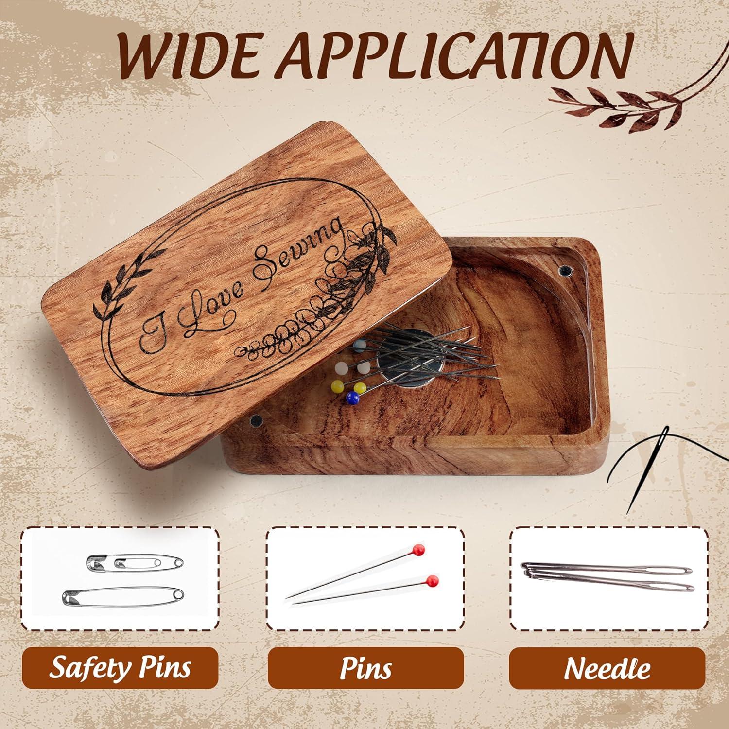 Caja de Almacenamiento de Agujas de Coser SAVINA - Madera, Magnética