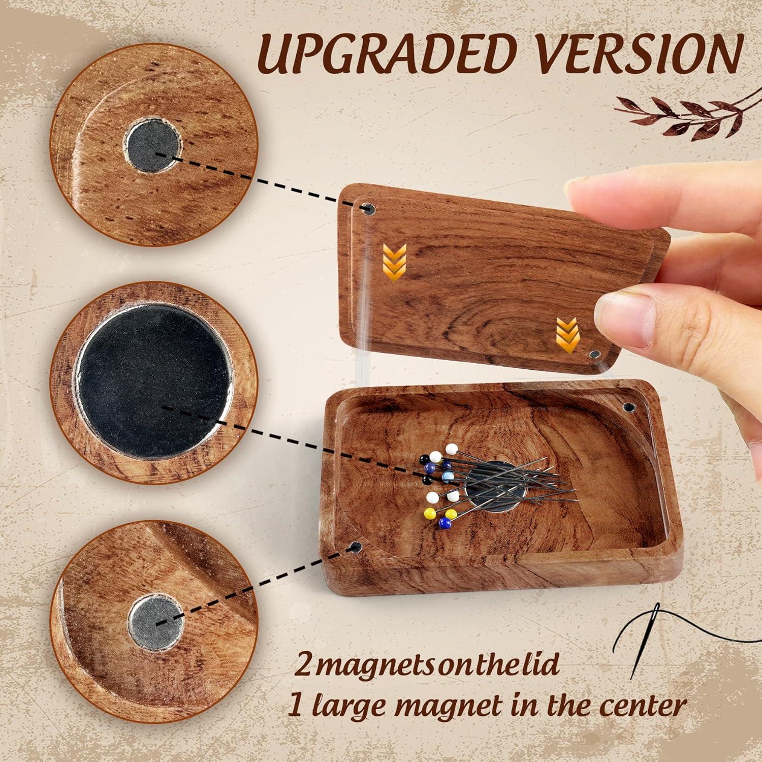 Caja de Almacenamiento de Agujas de Coser SAVINA - Madera, Magnética