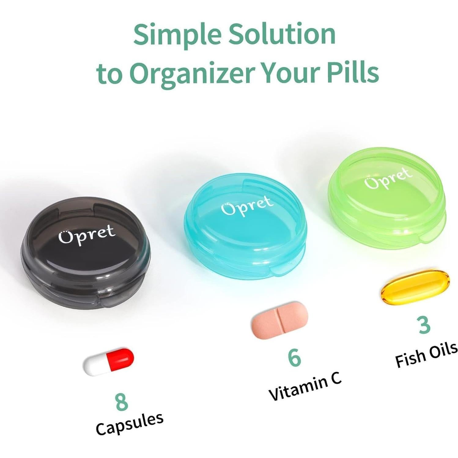 Caja de Pastillas Portátil Opret 3 Pcs - Colorido y Ligero