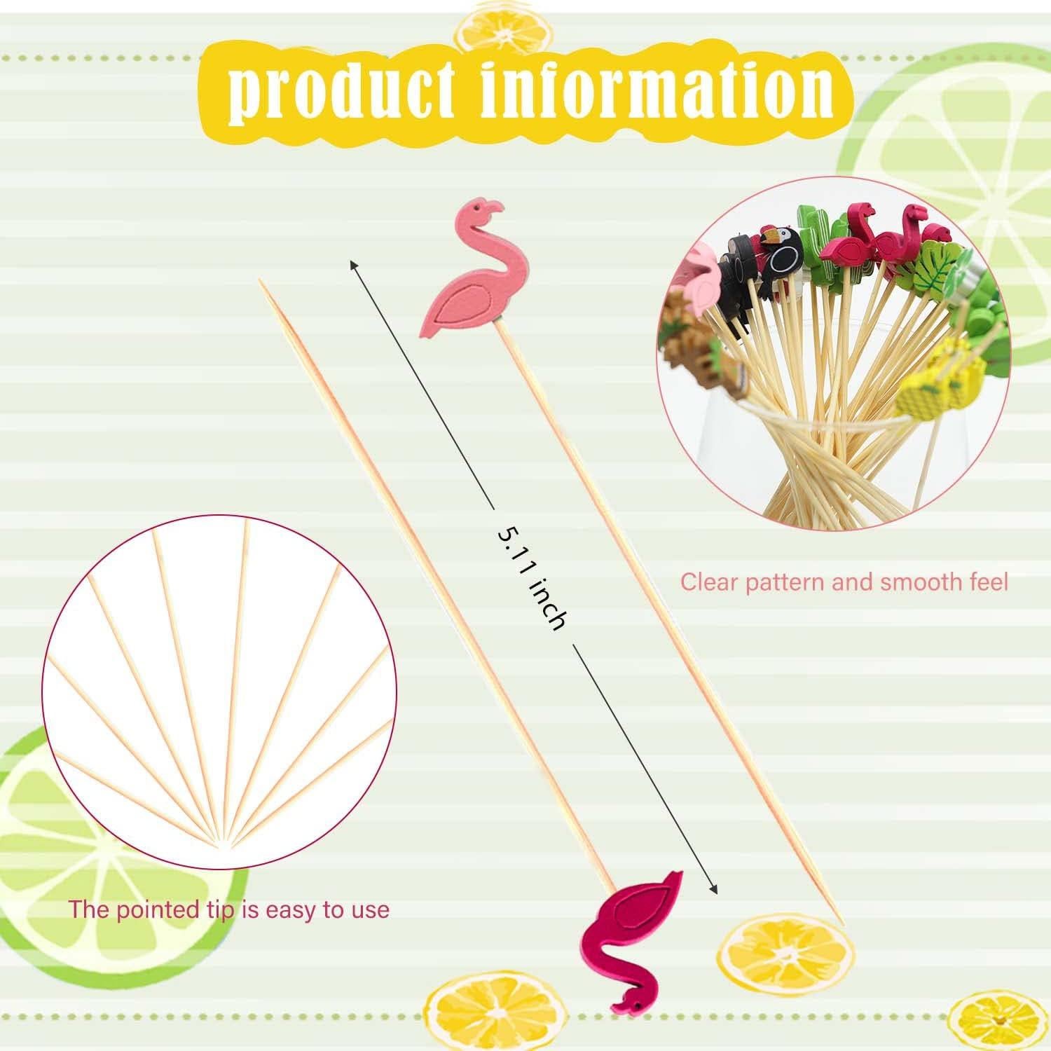 200 Palillos de Cóctel Decorativos Crafterlife 12.7 cm Tropical