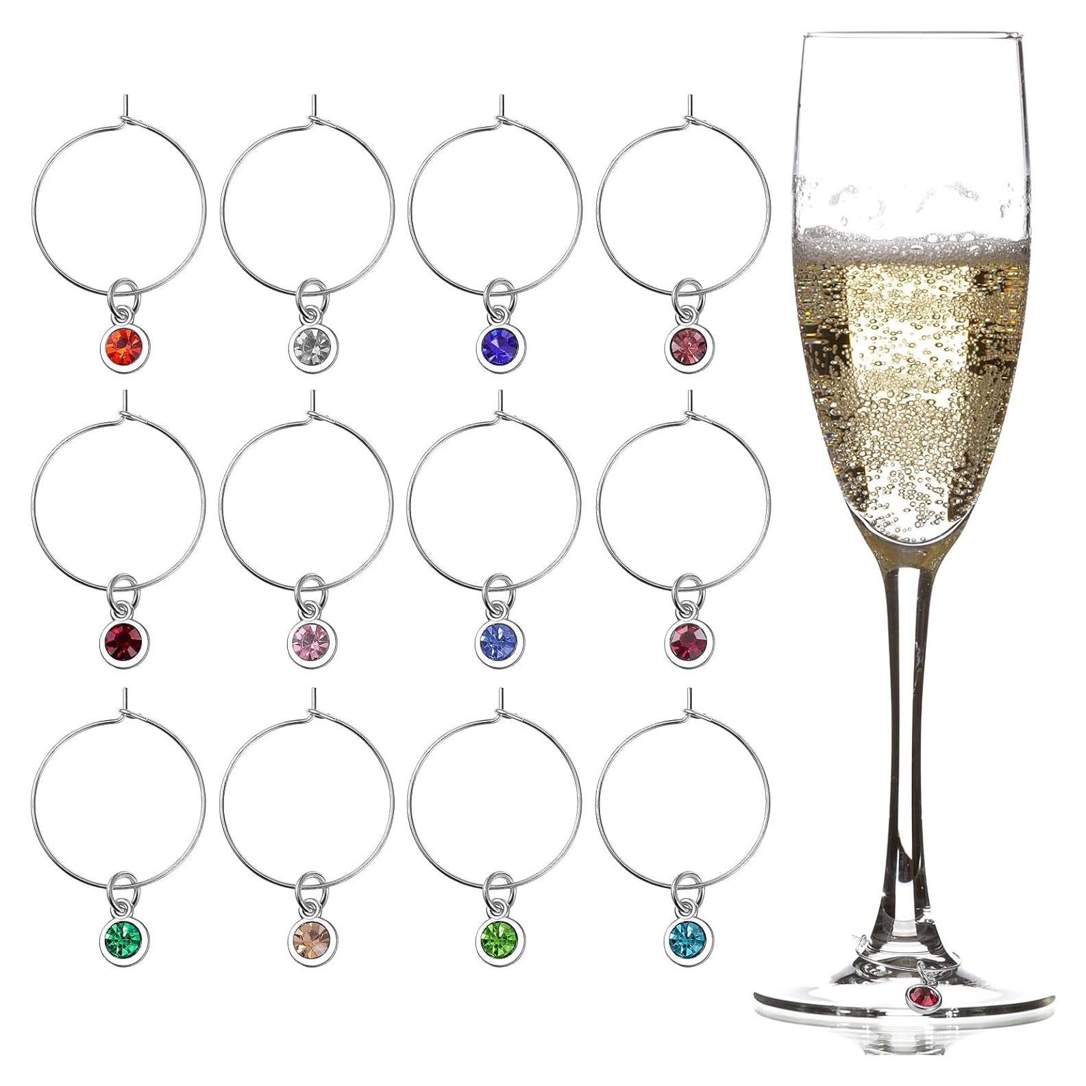 Marcadores de Copas de Vino Junkin 12 Pcs Estilo Piedra de Nacimiento