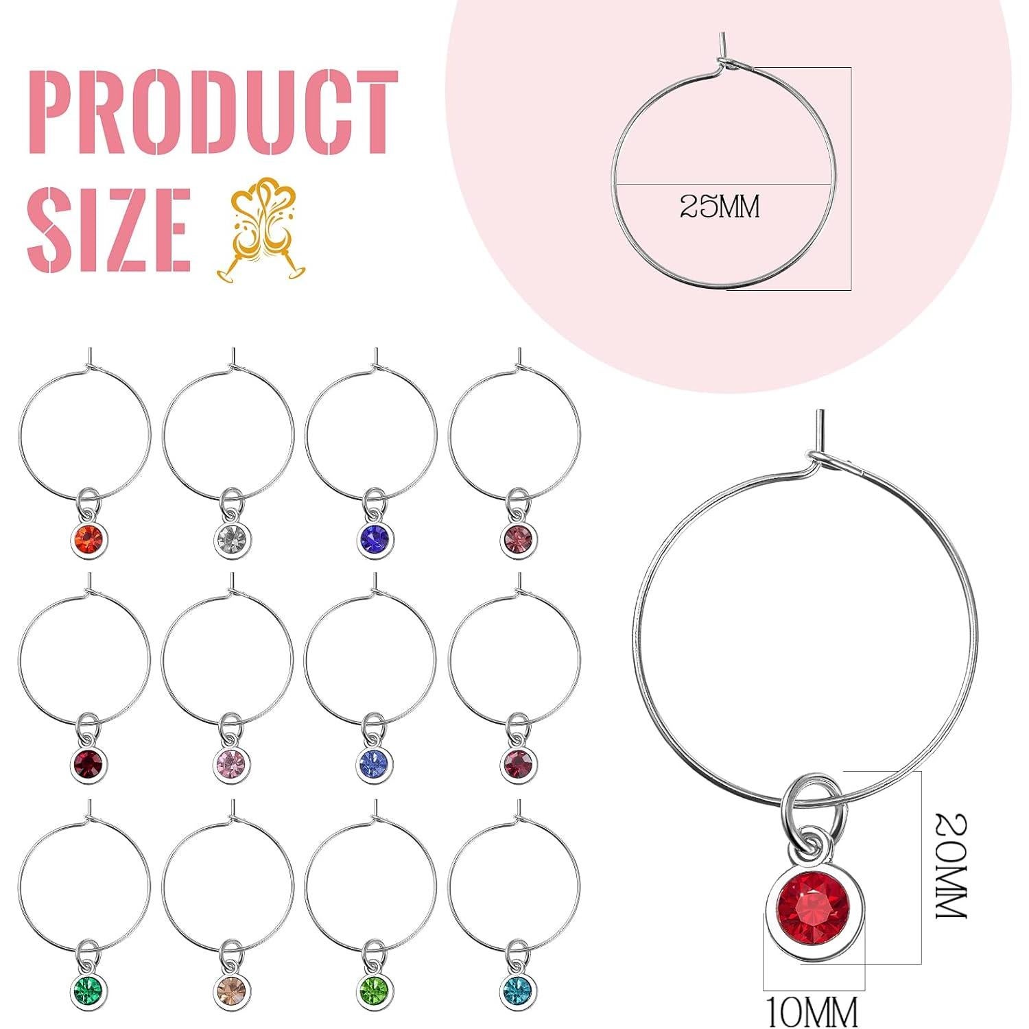 Marcadores de Copas de Vino Junkin 12 Pcs Estilo Piedra de Nacimiento