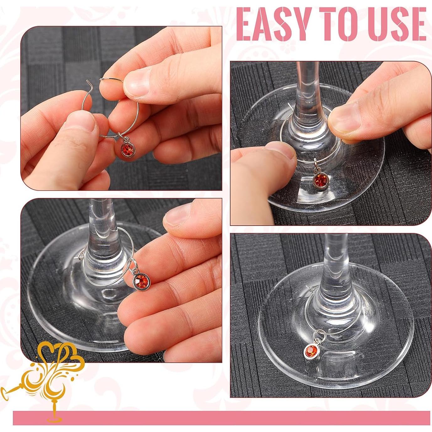 Marcadores de Copas de Vino Junkin 12 Pcs Estilo Piedra de Nacimiento